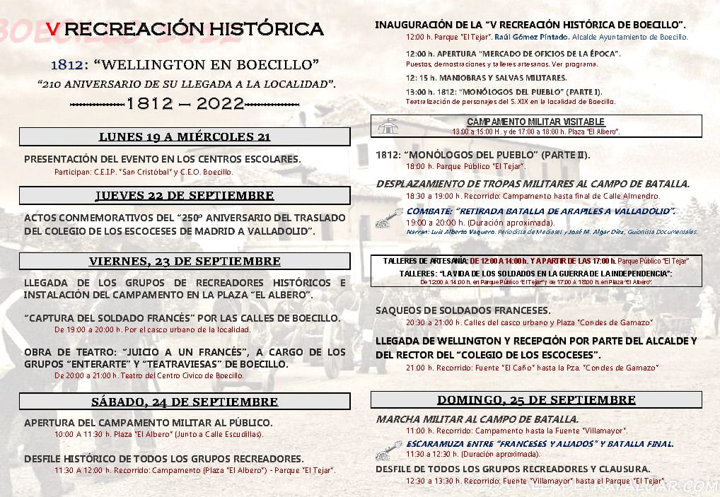 Programa completo de la V Recreación Wellington en Boecillo